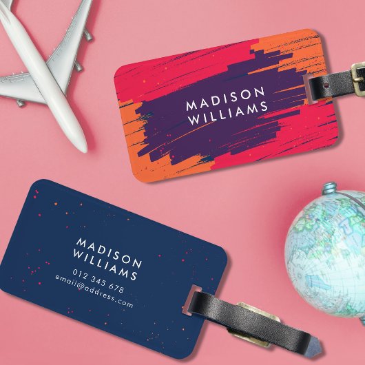 ピンクパープルオレンジストロ鮮やかッモダンク ラゲッジタグ