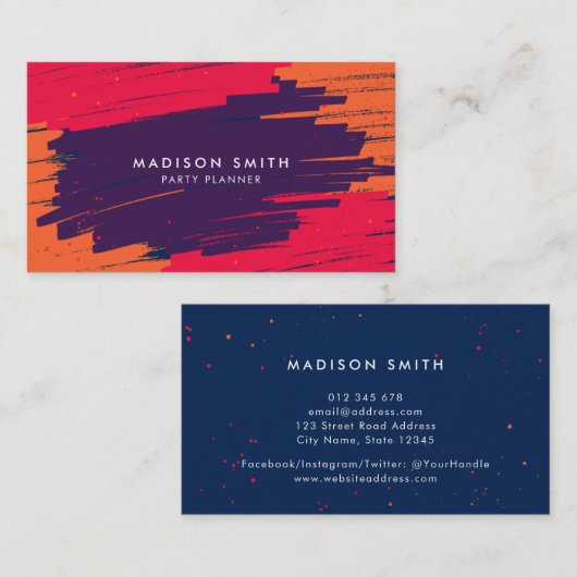ピンクパープルオレンジストロ鮮やかッモダンク 名刺 (正面/裏面)