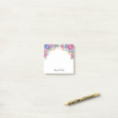 ピンクパープルオレンジフローラ – 名前の追加 ポストイット (デスク上)