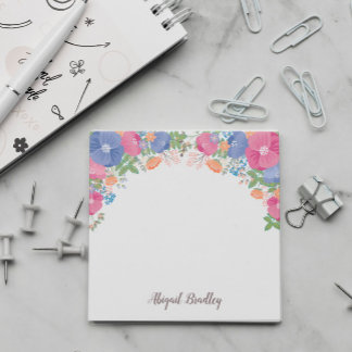 ピンクパープルオレンジフローラ – 名前の追加 ポストイット