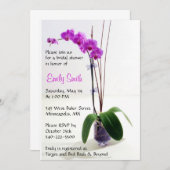 ピンクパープルオーキッドフローラブライダルシャワー招待 招待状 (正面/裏面)