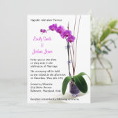 ピンクパープルオーキッドフローラ結婚式招待状 招待状 (スタンド正面)