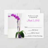 ピンクパープルオーキッドフローラRSVP応答カード 出欠カード (正面/裏面)