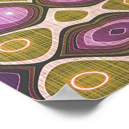 ピンクパープルオークレオリーブグリーンお尻ア華美ートモチーフ ポスター (角)