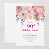 ピンクパープルガーデンフローラ90th誕生日ブランチ 招待状 (正面/裏面)