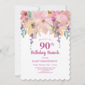ピンクパープルガーデンフローラ90th誕生日ブランチ 招待状 (正面)