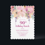 ピンクパープルガーデンフローラ90th誕生日ブランチ 招待状<br><div class="desc">ソフト赤面ピンクパープルウォーターカラーガーデンフローラ90th誕生日ブランチ招待状このピンクのウォーターカラーフローラ招待はあなたの特別なお祝いに最適である。このデザインは、水彩フローラ配置とタイポグラフィをアクセントにした白い背景を特徴とすカスタムる。情報を追加して外観を完成させる。</div>