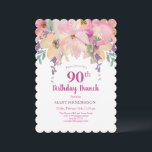ピンクパープルガーデンフローラ90th誕生日ブランチ 招待状<br><div class="desc">ソフト赤面ピンクパープルウォーターカラーガーデンフローラ90th誕生日ブランチ招待状このピンクのウォーターカラーフローラ招待はあなたの特別なお祝いに最適である。このデザインは、水彩フローラ配置とタイポグラフィをアクセントにした白い背景を特徴とすカスタムる。情報を追加して外観を完成させる。</div>
