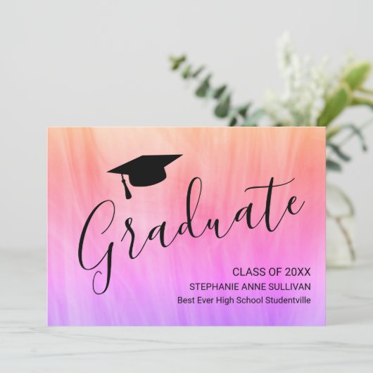 ピンクパープルガーリー卒業発表 招待状 (スタンド正面)