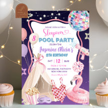 ピンクパープルガールスリーポバープールパーティー誕生日