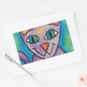 ピンクパープルキティ猫 長方形シール (封筒)