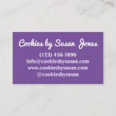 ピンクパープルクッキーシュガークッキーベーカリーベーカー食品 名刺 (裏面)