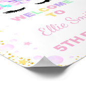 ピンクパープルクラウドユニコーンウェルカムサイン ポスター (角)