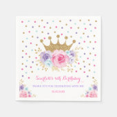 ピンクパープルクラウンプリンセス王室の誕生日パーティー スタンダードカクテルナプキン (正面)