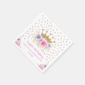 ピンクパープルクラウンプリンセス王室の誕生日パーティー スタンダードカクテルナプキン (角)