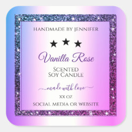 ピンクパープルグラデーショングリッタースパーク製品ラベル スクエアシール