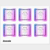 ピンクパープルグラデーショングリッタースパーク製品ラベル スクエアシール (シート)