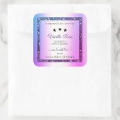 ピンクパープルグラデーショングリッタースパーク製品ラベル スクエアシール (バッグ)