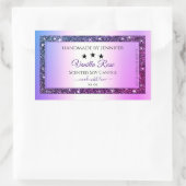 ピンクパープルグラデーショングリッタースパーク製品ラベル 長方形シール (バッグ)