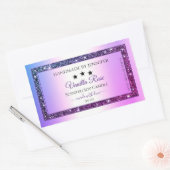 ピンクパープルグラデーショングリッタースパーク製品ラベル 長方形シール (封筒)