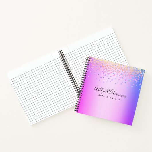 ピンクパープルグラデーションジュエル美容師メイクアップアーティスト ノートブック (内部)