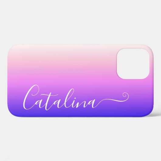 ピンクパープルグラデーションズストライプグラディエンス名前をカスタムする Case-Mate iPhoneケース (裏面 (横))