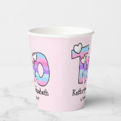 ピンクパープルグラデーションハートストライプ第2誕生日 紙コップ (右)