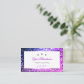 ピンクパープルグラデーションホワイトきらめくグリッター宝石 名刺 (スタンド正面)