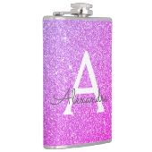 ピンクパープルグリッターとスパークルモノグラム フラスク (右)