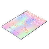 ピンクパープルグリッターはホログラフィックスクールをドリップ ノートブック (左側)