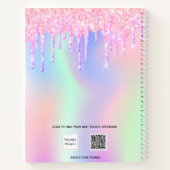 ピンクパープルグリッターはホログラフィックスクールをドリップ ノートブック (裏面)