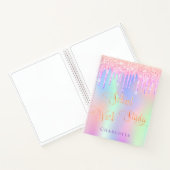 ピンクパープルグリッターはホログラフィックスクールをドリップ ノートブック (内部)