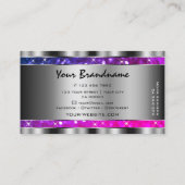 ピンクパープルグリッタースターズシルバーデコレーション 名刺 (裏面)