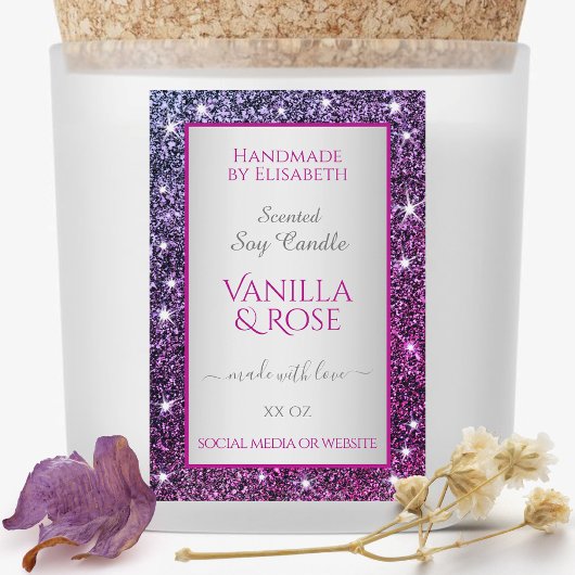 ピンクパープルグリッタースパークル製品ラベル美しい& フードラベル