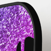 ピンクパープルグリッタードリップスパークルモノグラム名 ピックルボールラケット (左詳細)