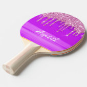 ピンクパープルグリッタードリップネームモノグラム 卓球ラケット (正面アングル)