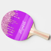ピンクパープルグリッタードリップネームモノグラム 卓球ラケット (横)