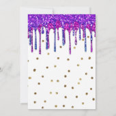 ピンクパープルグリッタードリップ誕生日スイート16写真 招待状 (裏面)