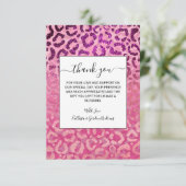 ピンクパープルグリッターヒョウアニマルプリントグラデーション サンキューカード (スタンド正面)