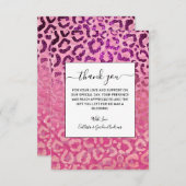 ピンクパープルグリッターヒョウアニマルプリントグラデーション サンキューカード (正面/裏面)