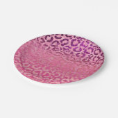ピンクパープルグリッターヒョウアニマルプリントグラデーション ペーパープレート (アングル)