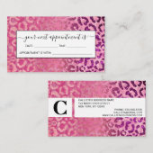 ピンクパープルグリッターヒョウアニマルプリントグラデーション 予約カード (正面/裏面)