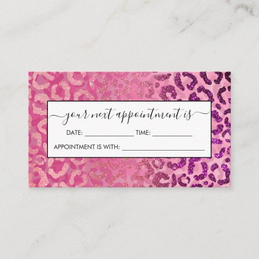 ピンクパープルグリッターヒョウアニマルプリントグラデーション 予約カード (正面)