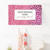 ピンクパープルグリッターヒョウアニマルプリントグラデーション 横断幕 (インサイチュ)