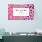 ピンクパープルグリッターヒョウアニマルプリントグラデーション 横断幕 (トレードショー)