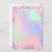ピンクパープルグリッターホログラフィック誕生日 招待状 (裏面)