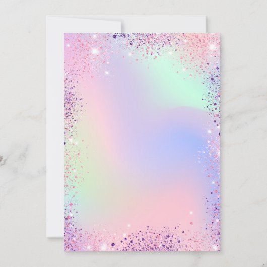 ピンクパープルグリッターホログラフィック誕生日 招待状 (裏面)