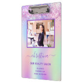 ピンクパープルグリッター美しいサロン写真事業 クリップボード (左)