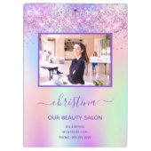 ピンクパープルグリッター美しいサロン写真事業 クリップボード (裏面)