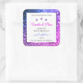 ピンクパープルグリッター製品ラベル宝石ホワイト スクエアシール (バッグ)